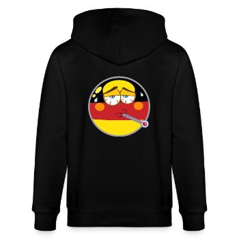 Deutschland kranker Emoticon mit Fieber Smilie - Stanley/Stella Unisex Bio-Kapuzenjacke CULTIVATOR  - Schwarz - Hinten - Anna (173cm)