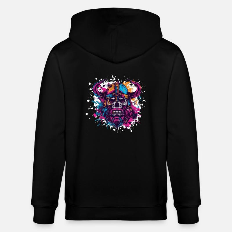 Wikinger Skelett - Stanley/Stella Unisex Bio-Kapuzenjacke CULTIVATOR  - Schwarz