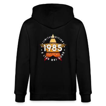 Star was born 1985 original limited edition - Stanley/Stella CULTIVATOR  Unisex Organic Hooded Jacket - black - Back - Anna (173cm)