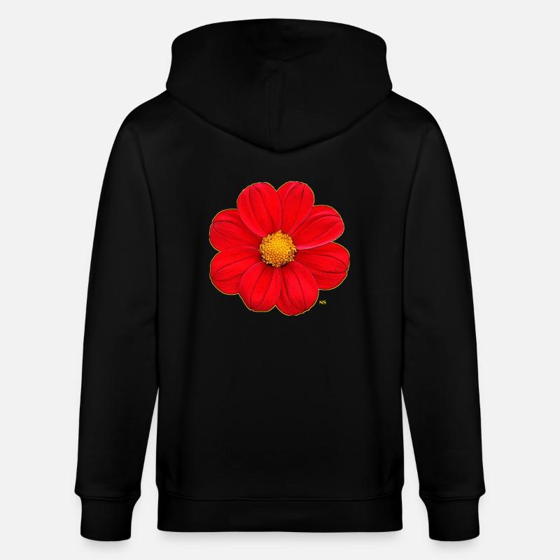 Rote Blume mit gelbem Herz - Stanley/Stella Unisex Bio-Kapuzenjacke CULTIVATOR  - Schwarz