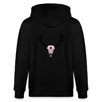 Hirschgeweih und Schädel - Stanley/Stella Unisex Bio-Kapuzenjacke CULTIVATOR  - Schwarz - Hinten - Anna (173cm)