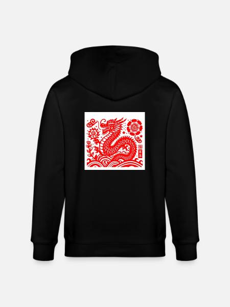 Année du dragon rouge - Veste à capuche bio CULTIVATOR Stanley/Stella Unisexe - noir