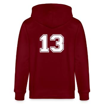 13 - Stanley/Stella Unisex Bio-Kapuzenjacke CULTIVATOR  - Burgunderrot - Hinten - Anna (173cm)