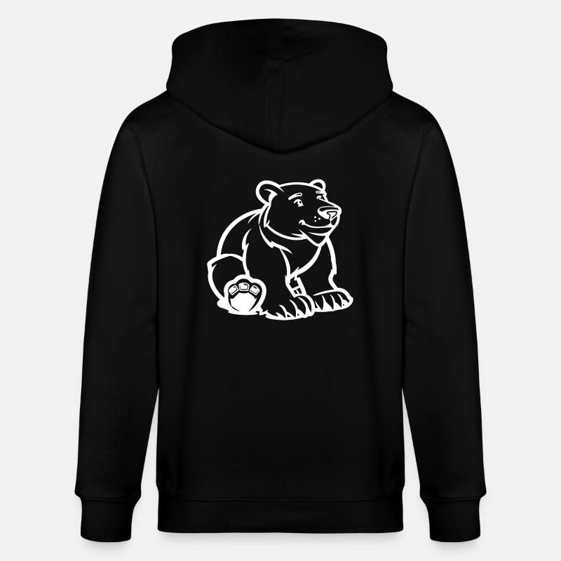 Polar Bear Comic Bear - Stanley/Stella CULTIVATOR  Unisex Organic Hooded Jacket - black