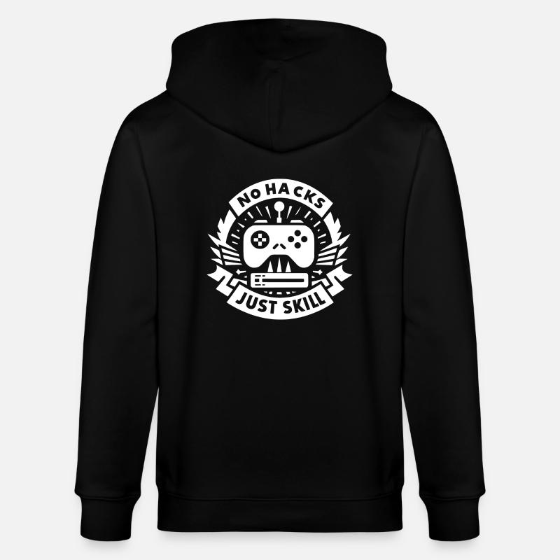No Hacks Just Skill - Stanley/Stella CULTIVATOR  Unisex Organic Hooded Jacket - black