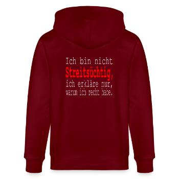 Sarkasmus Ironie Sarkastische Sprüche - Stanley/Stella Unisex Bio-Kapuzenjacke CULTIVATOR  - Burgunderrot - Hinten - Anna (173cm)