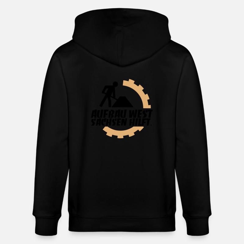 Construction West - Saxony helps. - Stanley/Stella CULTIVATOR  Unisex Organic Hooded Jacket - black