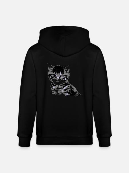 Katze Cat Katzengesicht - Stanley/Stella Unisex Bio-Kapuzenjacke CULTIVATOR  - Schwarz