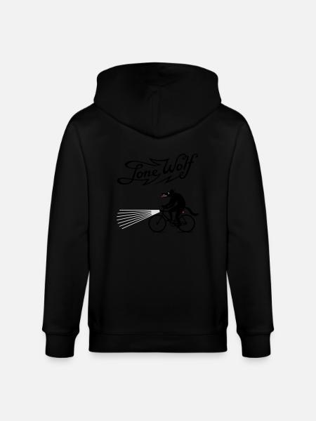 Lone Wolf on bike - Stanley/Stella CULTIVATOR  Unisex Organic Hooded Jacket - black
