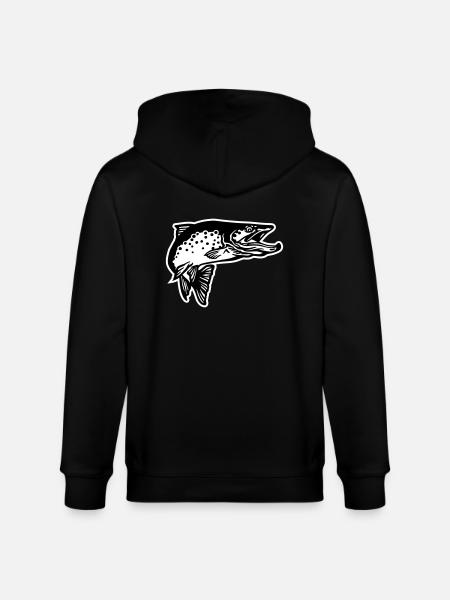 forelle2_2c_mit_kontur_2 - Stanley/Stella Unisex Bio-Kapuzenjacke CULTIVATOR  - Schwarz