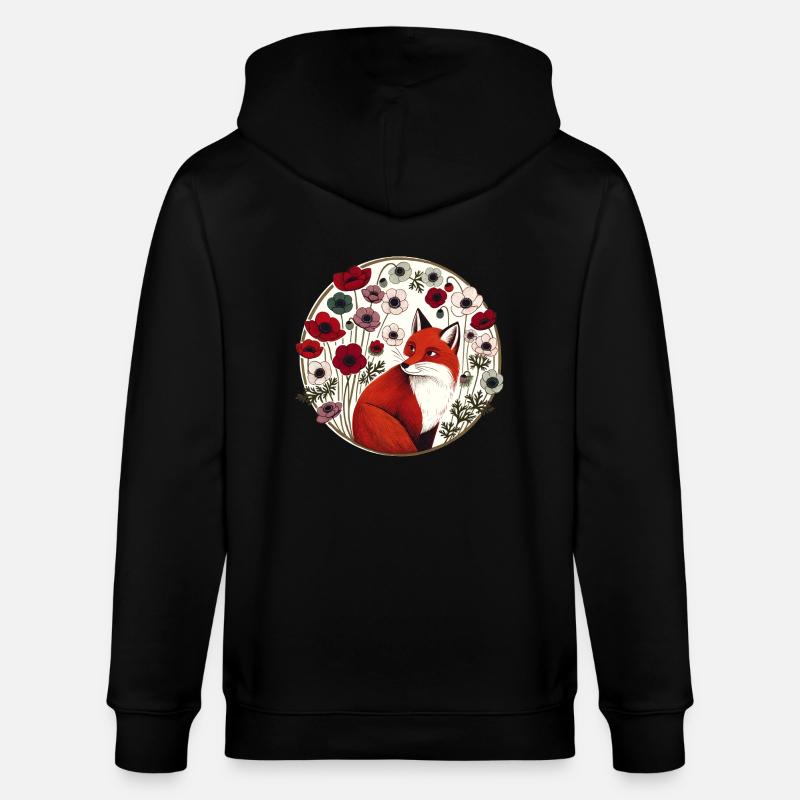 Renard roux rétro - Veste à capuche bio CULTIVATOR Stanley/Stella Unisexe - noir