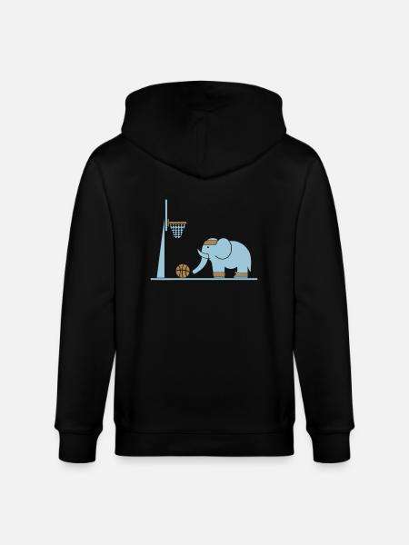 Elephant plays basketball - Stanley/Stella CULTIVATOR Unisex Organic Hooded Jacket - black
