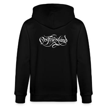 Ostfriesland, pure Heimatliebe und Ziel für Fans - Stanley/Stella Unisex Bio-Kapuzenjacke CULTIVATOR  - Schwarz - Hinten - Anna (173cm)