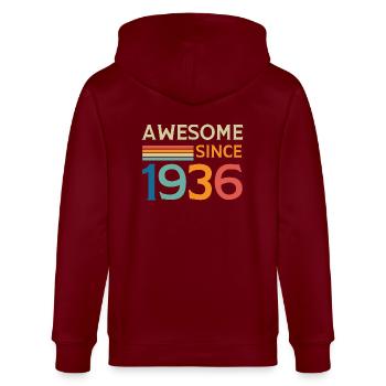 Awesome since 1936 - Stanley/Stella CULTIVATOR  Unisex Organic Hooded Jacket - burgundy - Back - Anna (173cm)