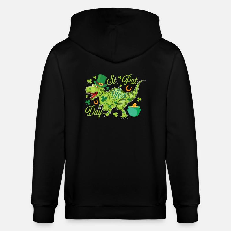 St. Patrick's Day T-Rex - Stanley/Stella Unisex Bio-Kapuzenjacke CULTIVATOR  - Schwarz