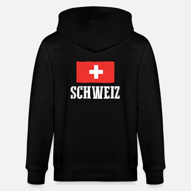 Schweizer Schweiz - Stanley/Stella Unisex Bio-Kapuzenjacke CULTIVATOR  - Schwarz