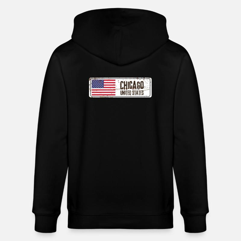 Chicago Drapeau des États-Unis - Veste à capuche bio CULTIVATOR Stanley/Stella Unisexe - noir