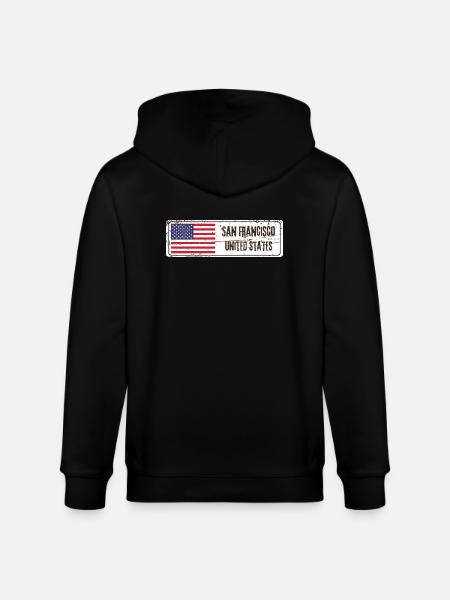 San Francisco Flag - Stanley/Stella CULTIVATOR Unisex Organic Hooded Jacket - black