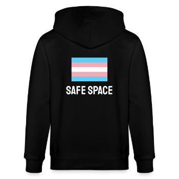 Espace sûr TRANS - fierté transgenre - Veste à capuche bio CULTIVATOR Stanley/Stella Unisexe - noir - Dos - Anna (173cm)