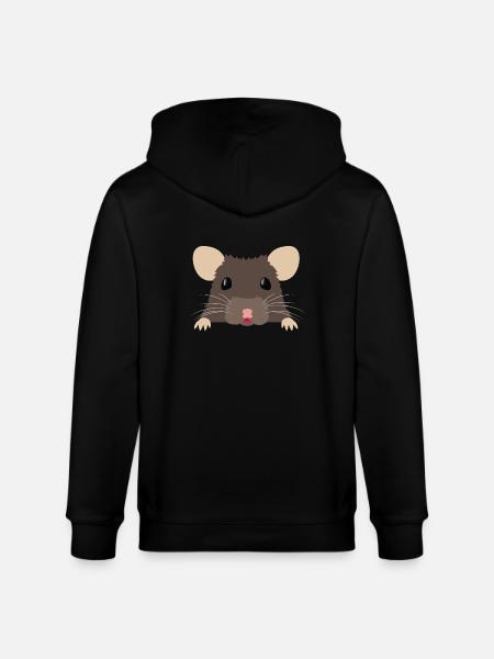 Söpö kurkista ruskea ratty rotta - Stanley/Stella CULTIVATOR unisex vetoketjullinen luomuhuppari - musta