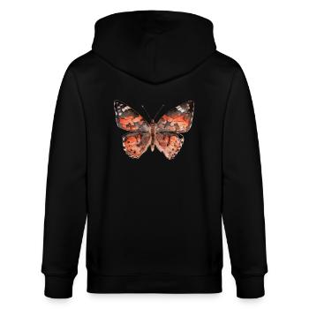 Aquarell Gemälde Distel Schmetterling - Stanley/Stella Unisex Bio-Kapuzenjacke CULTIVATOR  - Schwarz - Hinten - Anna (173cm)