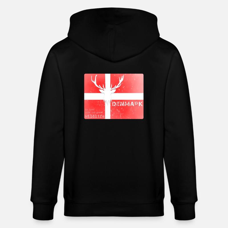 Danemark faune Drapeau Cerf - Veste à capuche bio CULTIVATOR Stanley/Stella Unisexe - noir