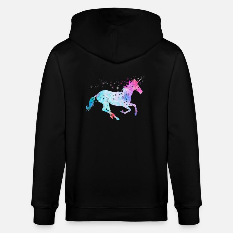 Einhorn mit Glitzer - Stanley/Stella Unisex Bio-Kapuzenjacke CULTIVATOR  - Schwarz