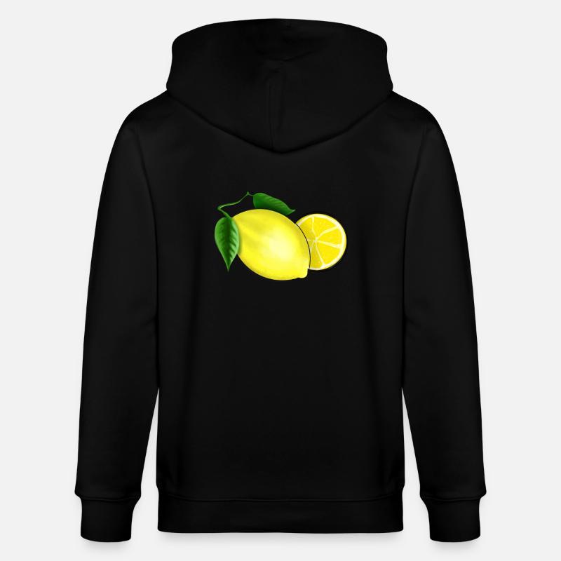 Frische Zitrone mit Blatt - Stanley/Stella Unisex Bio-Kapuzenjacke CULTIVATOR  - Schwarz