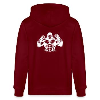Gorilla Bodybuilding - Stanley/Stella CULTIVATOR  Unisex Organic Hooded Jacket - burgundy - Back - Anna (173cm)