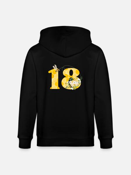 18th Anniversary Bee - Stanley/Stella CULTIVATOR  Unisex Organic Hooded Jacket - black