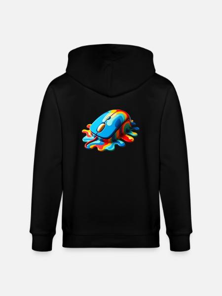 Melting Rainbow Computer Mouse - Stanley/Stella CULTIVATOR Unisex Organic Hooded Jacket - black