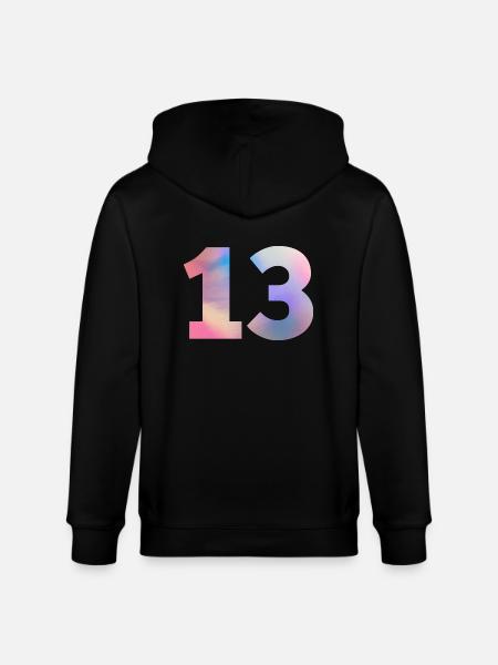 Colorful Number 13 - Stanley/Stella CULTIVATOR  Unisex Organic Hooded Jacket - black