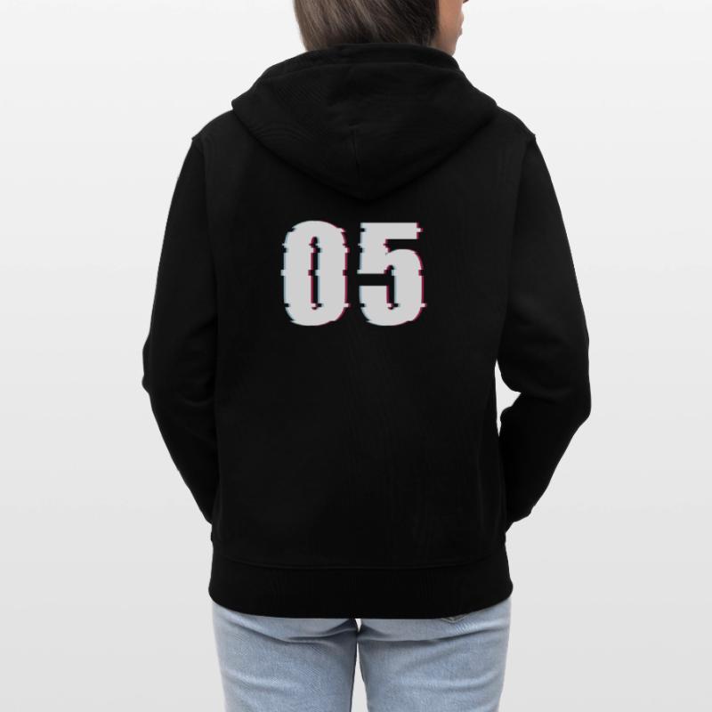 Five 5 Five 05 Number Effect Distorted Number Stanley/Stella CULTIVATOR  Unisex Organic Hooded Jacket