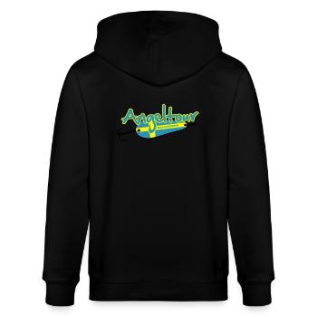 angeltour_schweden_3c - Stanley/Stella Unisex Bio-Kapuzenjacke CULTIVATOR  - Schwarz - Hinten - Anna (173cm)