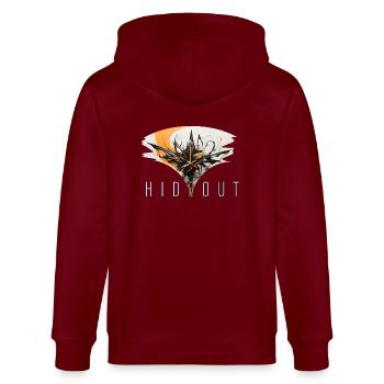 hideout - Stanley/Stella Unisex Bio-Kapuzenjacke CULTIVATOR  - Burgunderrot - Hinten - Anna (173cm)