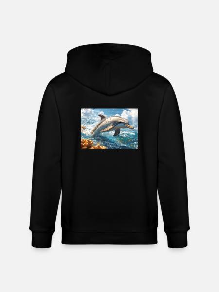 Springender Delfin Tümmler Meeressäuger - Stanley/Stella Unisex Bio-Kapuzenjacke CULTIVATOR - Schwarz