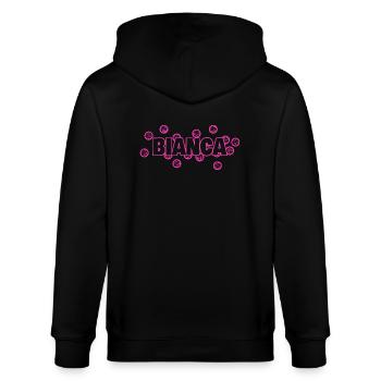 Bianca als Bianca - Stanley/Stella Unisex Bio-Kapuzenjacke CULTIVATOR  - Schwarz - Hinten - Anna (173cm)
