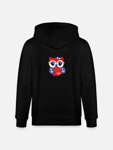 Eule_Ahoi_blau - Stanley/Stella Unisex Bio-Kapuzenjacke CULTIVATOR  - Schwarz