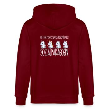 SOZIALPÄDAGOGIN - Toll - Stanley/Stella Unisex Bio-Kapuzenjacke CULTIVATOR  - Burgunderrot - Hinten - Anna (173cm)