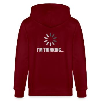 I'm Thinking - Loading Symbol - Stanley/Stella Unisex Bio-Kapuzenjacke CULTIVATOR  - Burgunderrot - Hinten - Anna (173cm)