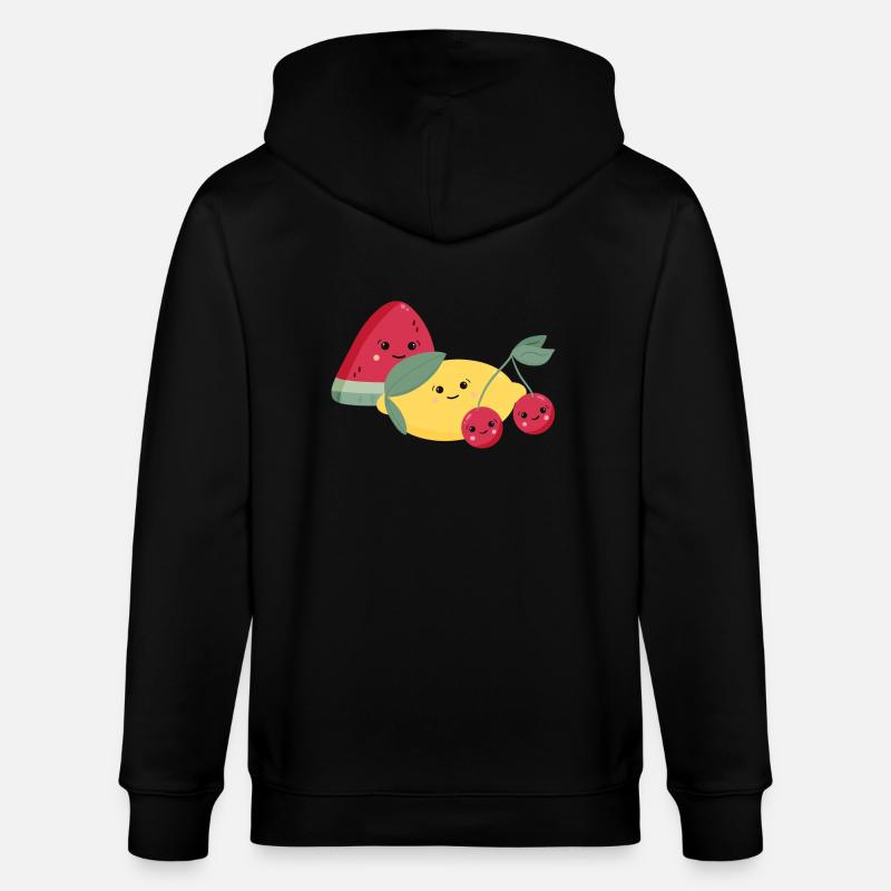 Pastèque, citron et cerises - Veste à capuche bio CULTIVATOR Stanley/Stella Unisexe - noir