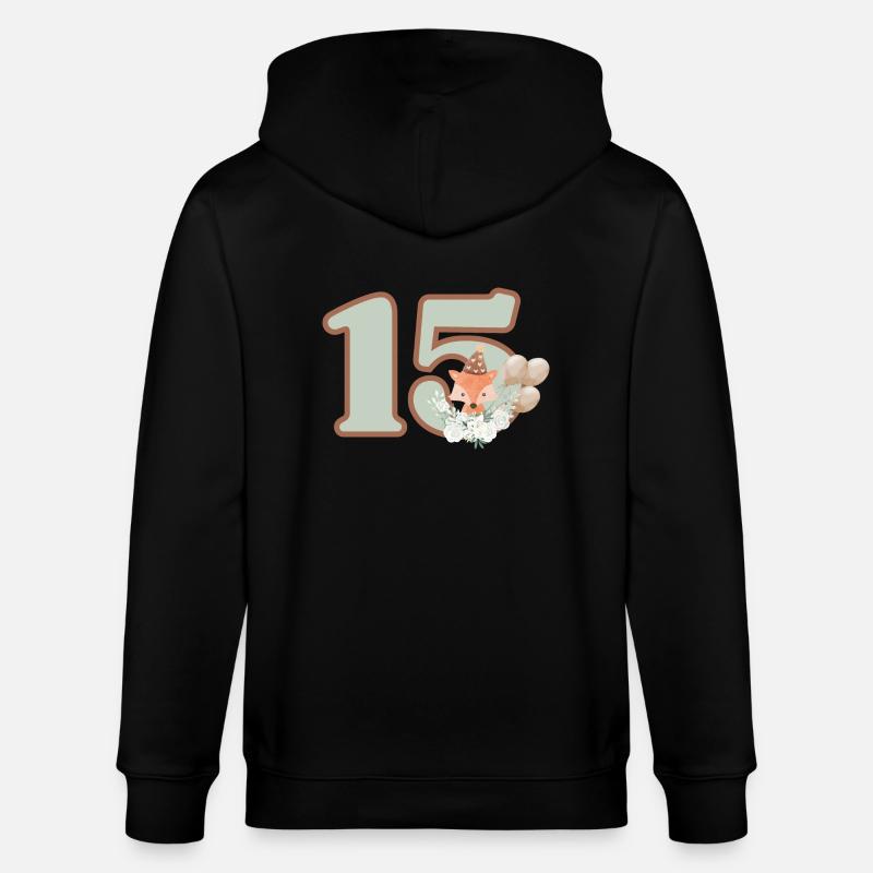 15e anniversaire renard fleurs - Veste à capuche bio CULTIVATOR Stanley/Stella Unisexe - noir