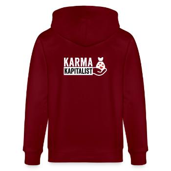 Karma Kapitalist - Stanley/Stella Unisex Bio-Kapuzenjacke CULTIVATOR  - Burgunderrot - Hinten - Anna (173cm)