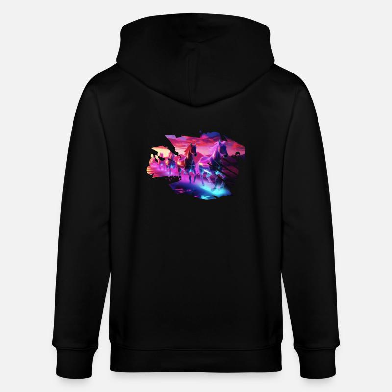 Troupeau électrique - Synthwave Horses - Veste à capuche bio CULTIVATOR Stanley/Stella Unisexe - noir