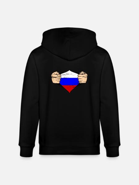 Russia flag design used - Stanley/Stella CULTIVATOR Unisex Organic Hooded Jacket - black