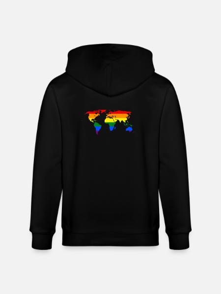 LGBT WORLD MAP - Stanley/Stella CULTIVATOR  Unisex Organic Hooded Jacket - black