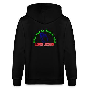 HELP ME TO FOLLOW YOU LORD JESUS - Veste à capuche bio CULTIVATOR Stanley/Stella Unisexe - noir - Dos - Anna (173cm)