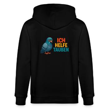 I help pigeons - Stanley/Stella CULTIVATOR  Unisex Organic Hooded Jacket - black - Back - Anna (173cm)