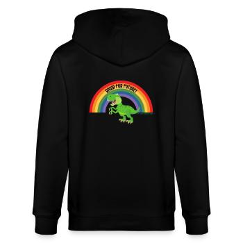 RAWR FOR FUTURE - T-REX II - Regenbogen Dino - Stanley/Stella Unisex Bio-Kapuzenjacke CULTIVATOR  - Schwarz - Hinten - Anna (173cm)