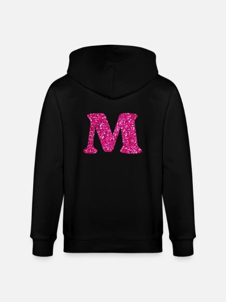 Letter M Pink Glitter - Stanley/Stella CULTIVATOR Unisex Organic Hooded Jacket - black